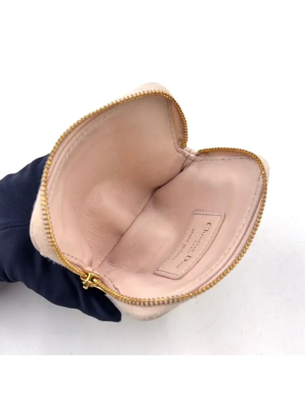 Dior Cannage Leather Light Pink Wallet Gold